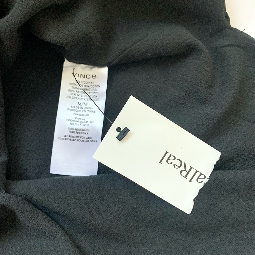Vince Black Double V Neck Sleeveless Cotton Top MED - Picture 12 of 16